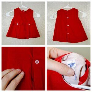 Vintage 1960s Baby Red Velvet Christmas Valentines Dress Romper